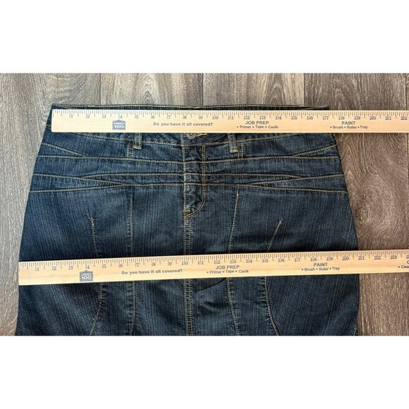 CATO WOMENS DENIM MAXI LONG SKIRT FLARE SIZE 14 BOHO WESTERN STRETCH Y2K - Picture 4 of 8